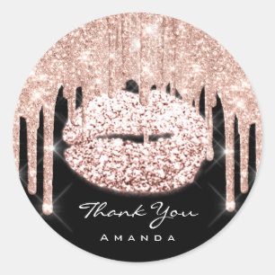 Thank You Name Sweet 16th Bridal Shower Glitter Classic Round Sticker