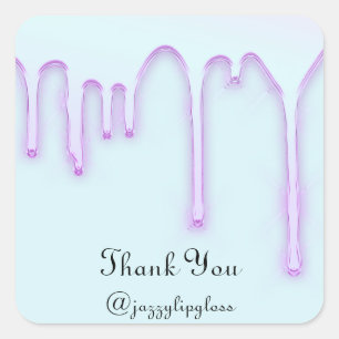 Thank You Name Sweet 16th Drips Water Pink Square Sticker