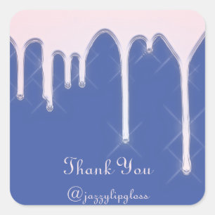 Thank You Name Unicorn Drip Holographic Blue Rose Square Sticker