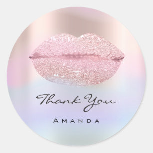 Thank You Name Unicron Rose Holograph Kiss Lips Classic Round Sticker