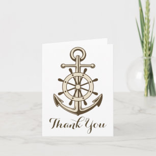Thank you Nautical Anchor & Ship Wheel Card