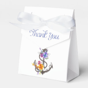 Thank You Nautical Ship Anchor Floral Wedding Favour Box