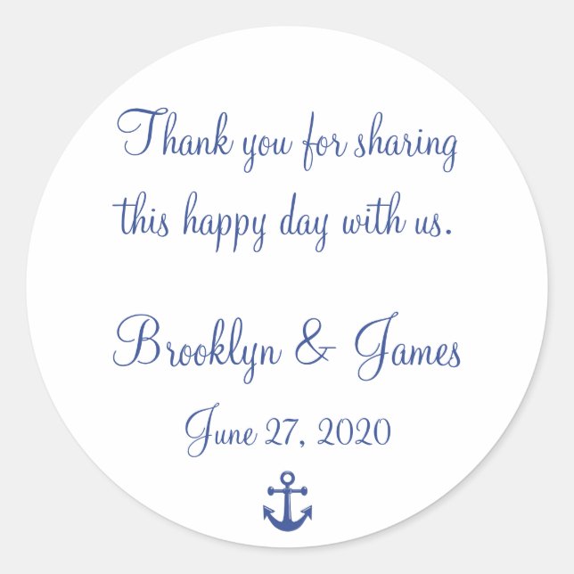 Thank You Nautical Wedding Stickers (Front)
