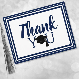 Thank You Navy and White School Colours Postcard