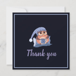 Thank You Navy Blue Grey Baby Owl Cap Cute