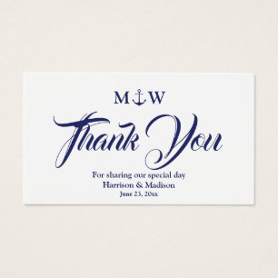 Thank You navy blue Nautical anchor wedding card