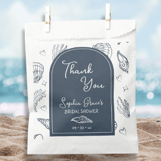 Thank You Navy Blue Seashells Doodles  Favour Bag