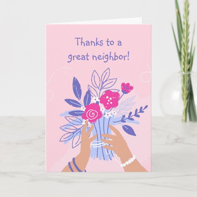 Thank You Neighbour,Custom Flower Garden Floral Card (Front)
