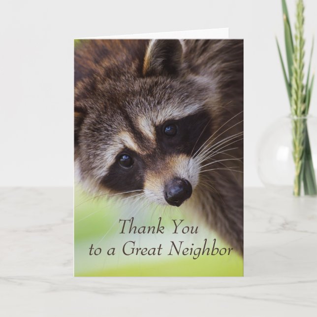 Thank You Neighbour Cute Racoon Animal Fun  (Front)