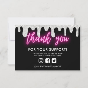 Thank you Neon Glitter Drip Custom Media Insert