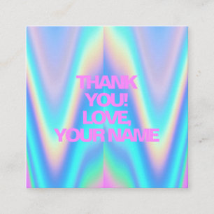 Thank You neon holographic unicorn pink text name Referral Card