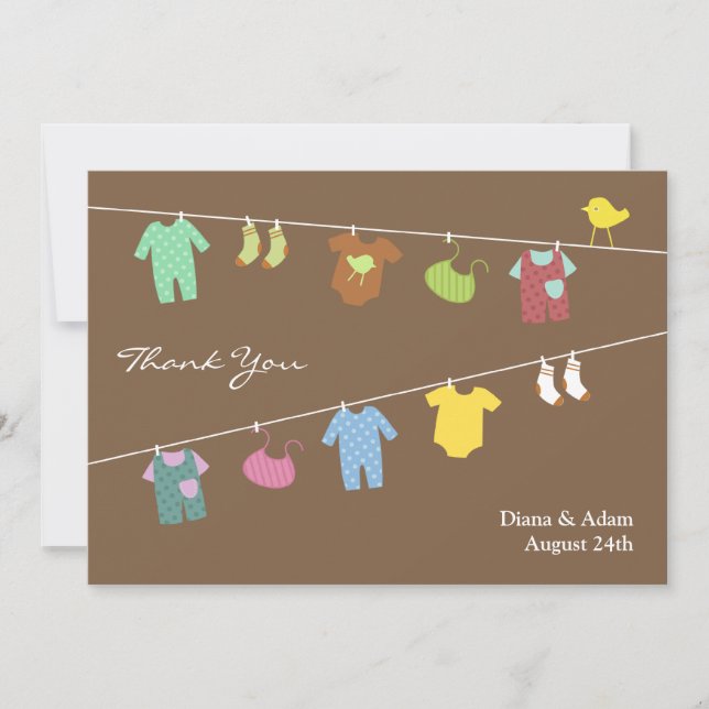 Thank You Neutral Baby Shower Flat Card (Front)
