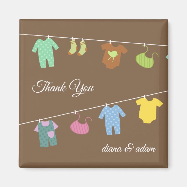 Thank You Neutral Baby Shower Magnet (Front)
