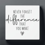 Thank You Never Forget The Difference You Make Plaque<br><div class="desc">"Never Forget the Difference You Make" is a powerful reminder of the impact we can have on the world around us. It encourages us to recognise the positive influence our actions, words, and presence can have on others. Whether it's a small gesture of kindness or a significant contribution to a...</div>