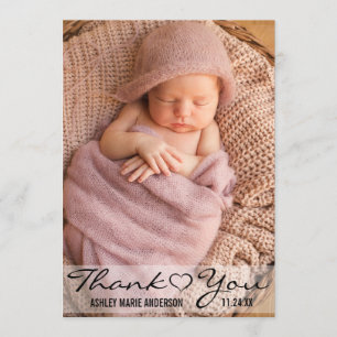 Thank You New Baby Modern Photo Heart Card