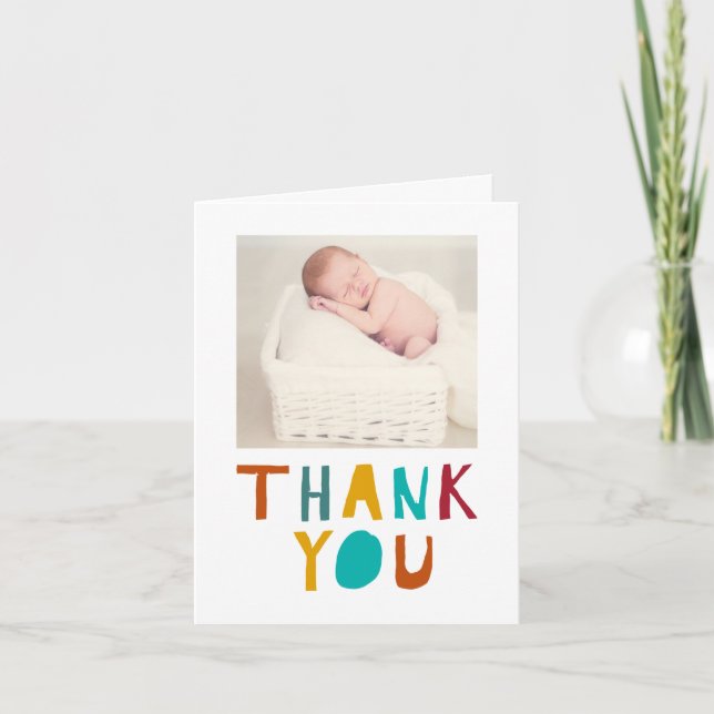 Thank you Newborn Baby Shower Cute Typography Card (Front)