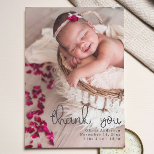 Thank You Newborn Photos Script Calligraphy Announcement