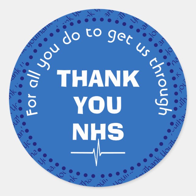 THANK YOU NHS Customisable Supporter Classic Round Sticker (Front)