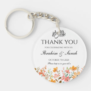 Thank You nikah muslim wedding favour floral  Key Ring