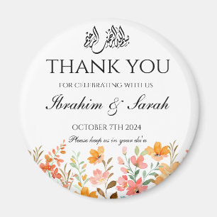 Thank You nikah muslim wedding favour floral  Magnet