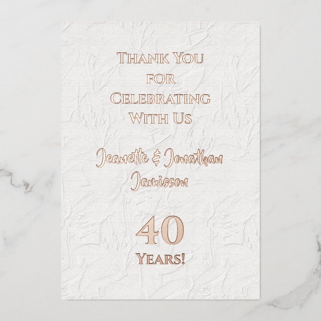 Thank You Note Any Wedding Anniversary Rose Gold (Front)