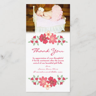 Thank You Note Baby Girl Photo Card Template