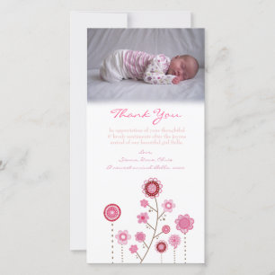 Thank You Note Baby Girl Photo Card Template