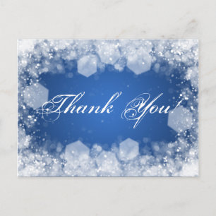 Thank You Note Baby Shower Night Sparkle Blue Postcard