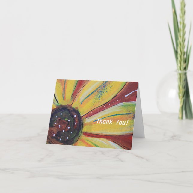 Thank you note blank folded with flower on front card (Front)
