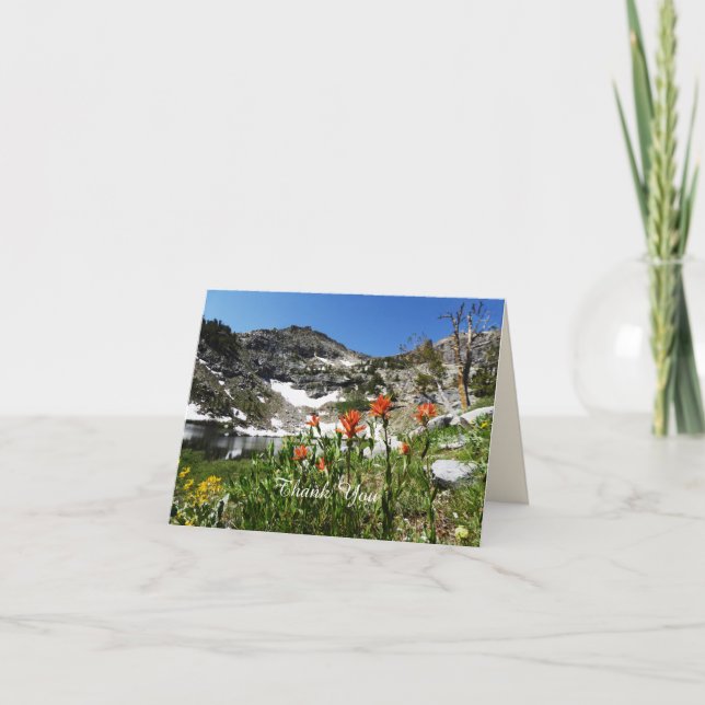 Thank You Note Card, Blank, Wildflowers Mountains Card (Front)
