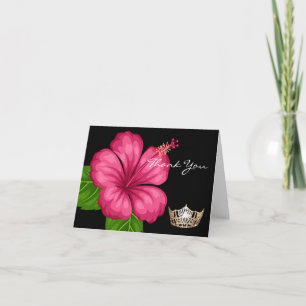 Thank You Note Card-Crown & Pink Hibiscus Flower