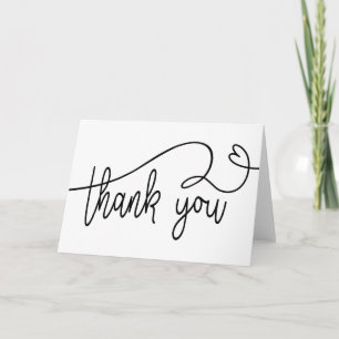 Thank you note card folded blank black white