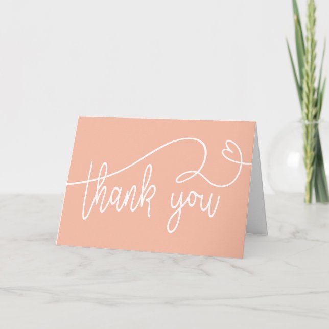 Thank you note card folded blank peach (Front)