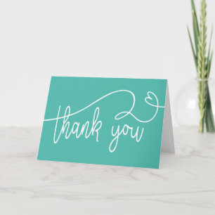 Thank you note card folded blank teal