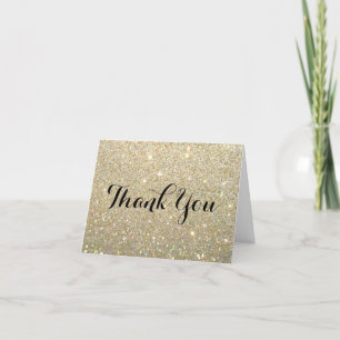 Thank You Note Card - Gold Glit Fab