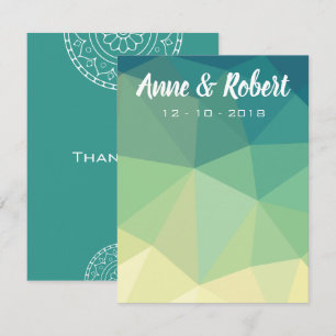 Thank you note card in green yellow mandala