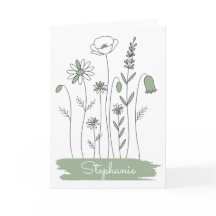 Thank You Note Card - Minimalist Wildflowers