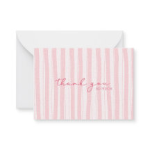 Thank You Note Card Pink Striped
