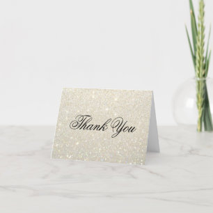 Thank You Note Card - White Gold Glit Fab