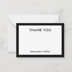 Thank You Note Card with Name Black