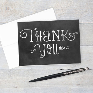 Thank You Note Cards Black Chalkboard Charm