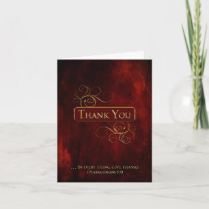 Thank You Note Cards - Christian- Red Texture/Gold