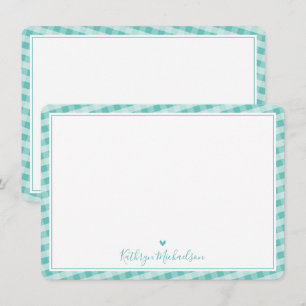 THANK YOU NOTE cute gingham pattern pretty mint Card