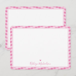 THANK YOU NOTE cute gingham pattern pretty pink Card