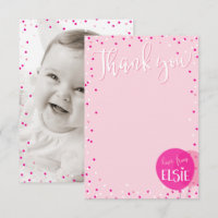 THANK YOU NOTE cute pink balloons confetti