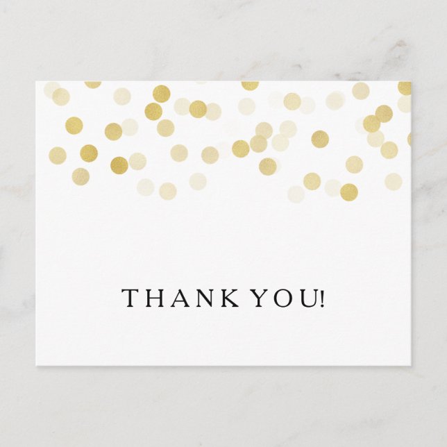 Thank You Note Faux Gold Foil Glitter Lights Postcard (Front)