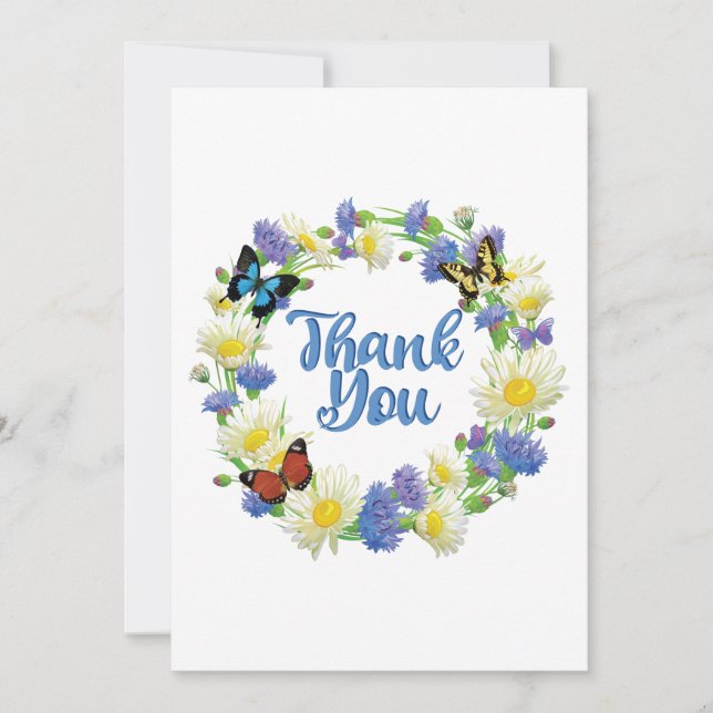 Thank You Note - Floral Handwritten Many Thanks (Front)