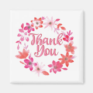 Thank You Note - Floral Handwritten Many Thanks Magnet
