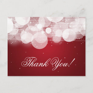Thank You Note Glow & Sparkle Red Postcard