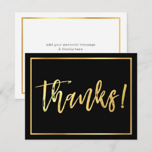THANK YOU NOTE hand lettered gold script black Invitation